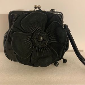 Brighton Patent Leather & Suede Flower Wristlet